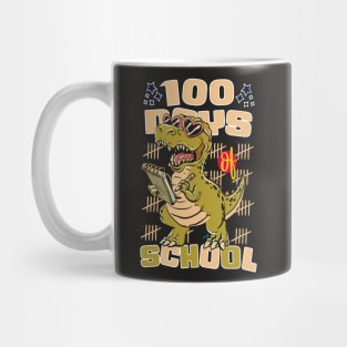 100 days of school featuring a friendly T-rex Dino Holding a notebook  #2 Mug